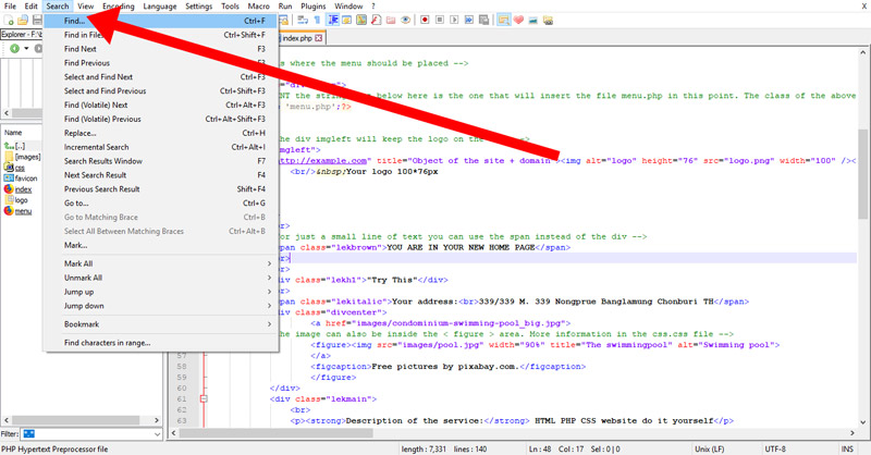 Search find in Notepad++ Notepad++