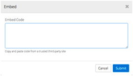 How to insert embed content from a third-party provider Embed dialog box