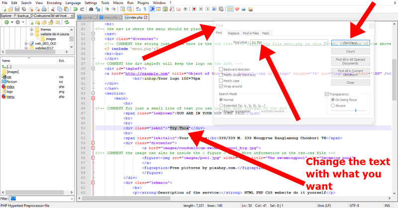 Replace part of text Find and replace