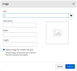 How to insert images Image dialog box