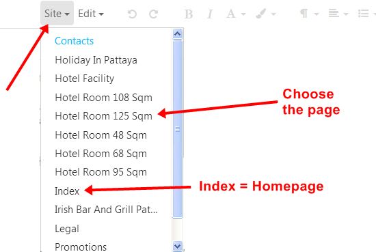 Change the page to edit Change page