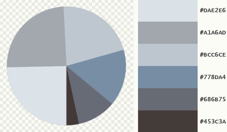 Here are the colors with relative HEX codes Color palette